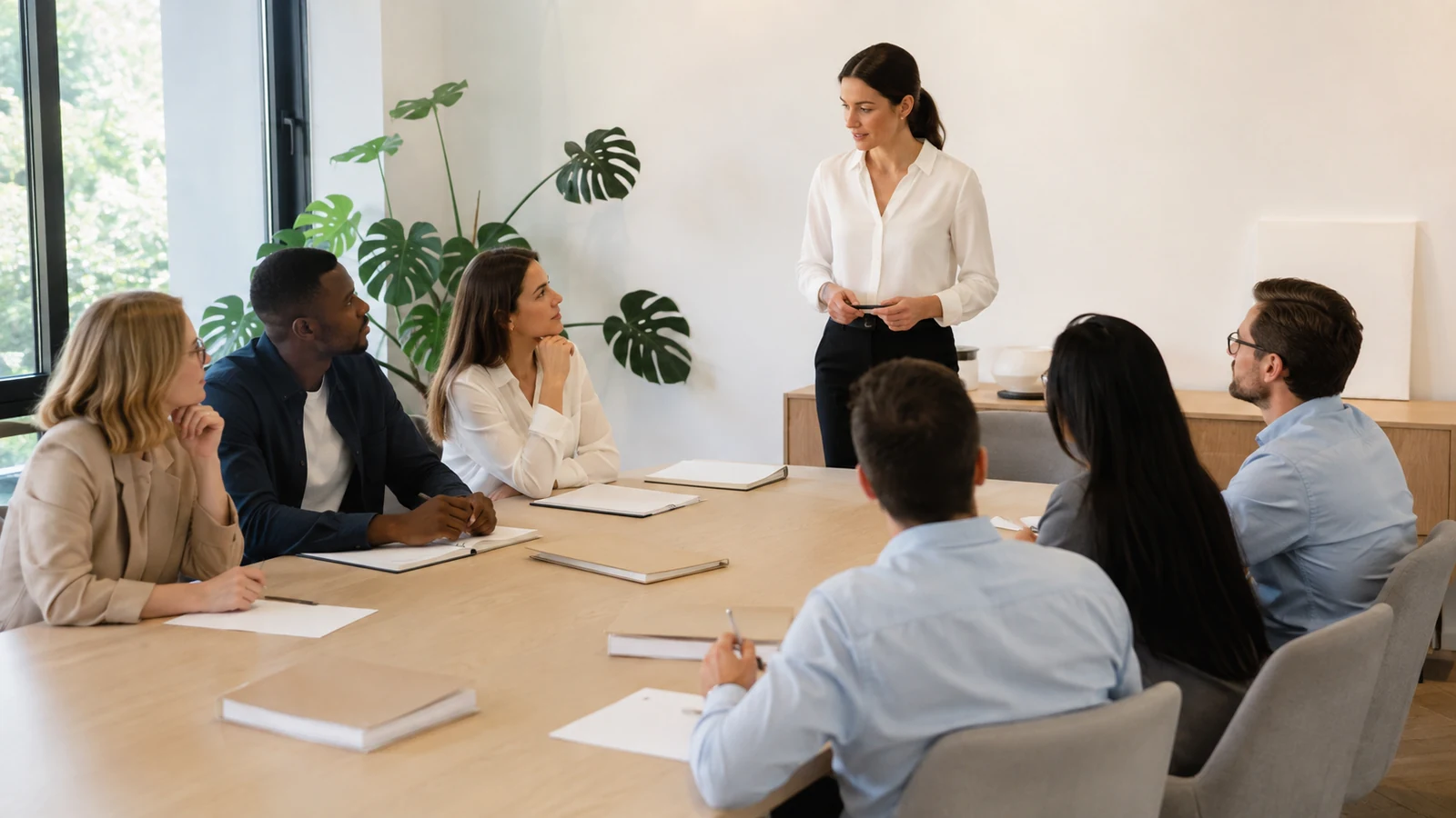 Salle de formation lumineuse et ordonnée